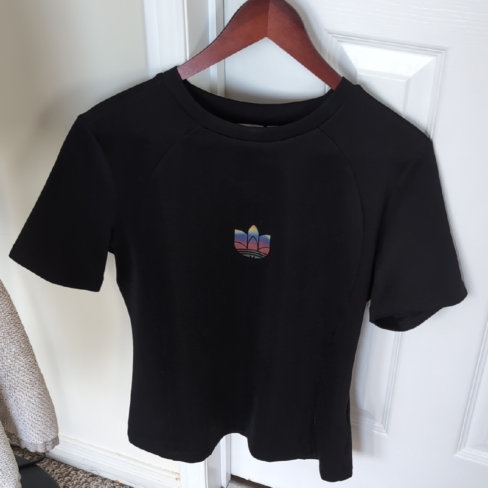 Adidas Black T-Shirt with Colorful Logo